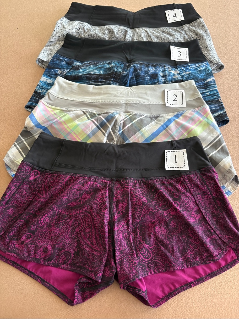 Lululemon speed up shorts. All size 6. Good condition and clean liners.